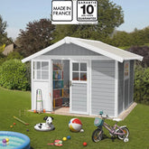 Abri de jardin en PVC 7,5m² DECO gris clair et blanc Grosfillex + kit ancrage offert Ma boutique